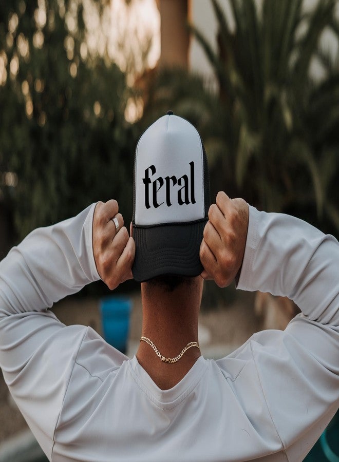 Gelid Feral Trucker Hat for Men and Women - Funny Best Friend Gag Gifts for Him Her Snapback Hat - Girls Beach or Lake Trip Gift Idea - Unisex Adult Breathable Polyester Mesh Adjustable Cap - Black - Image 4